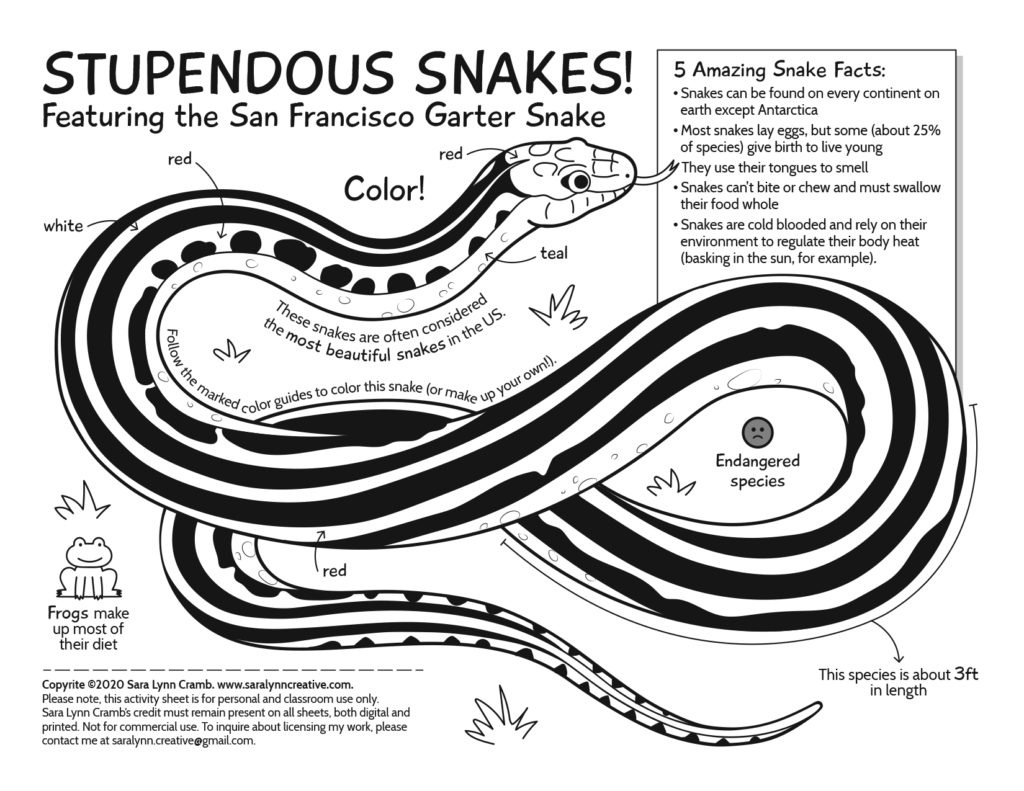 Stupendous Snakes activity page by Sara Lynn Cramb