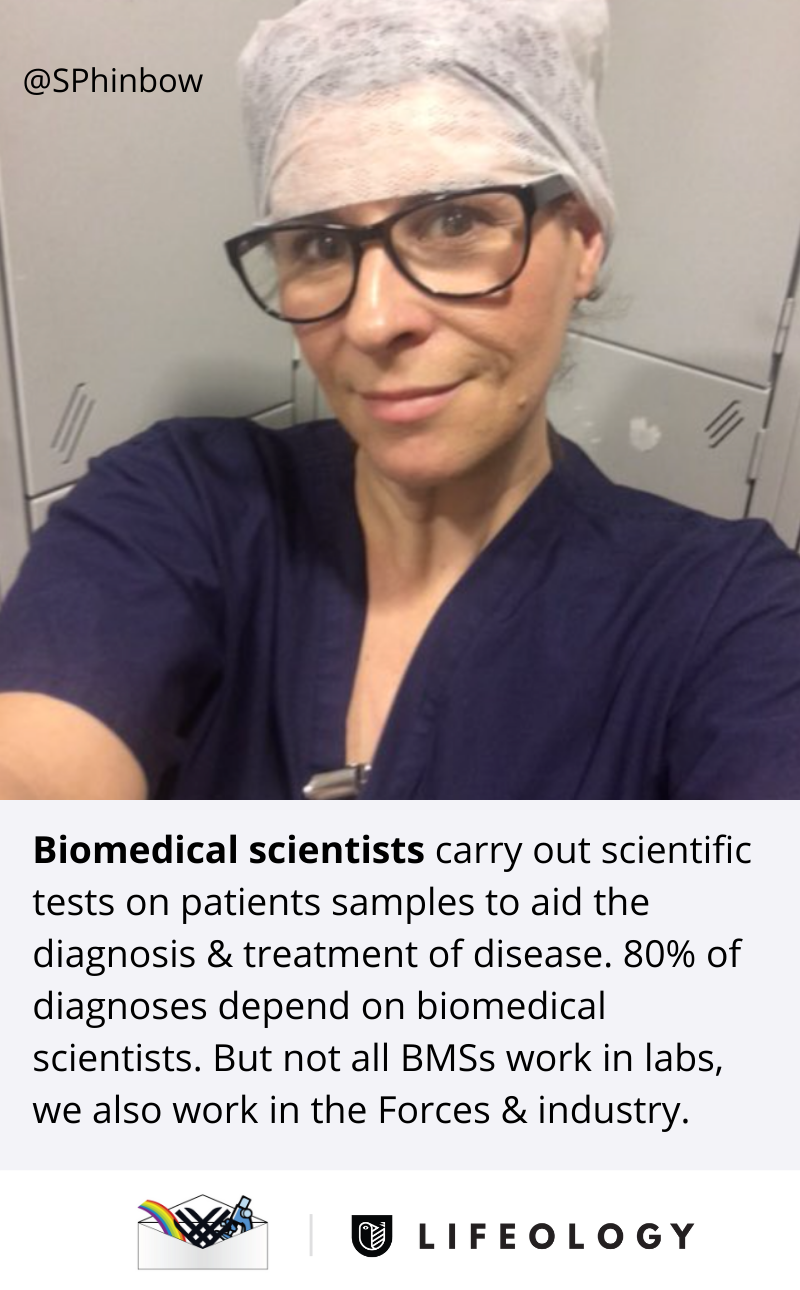 A flashcard describing what a biomedical scientist does