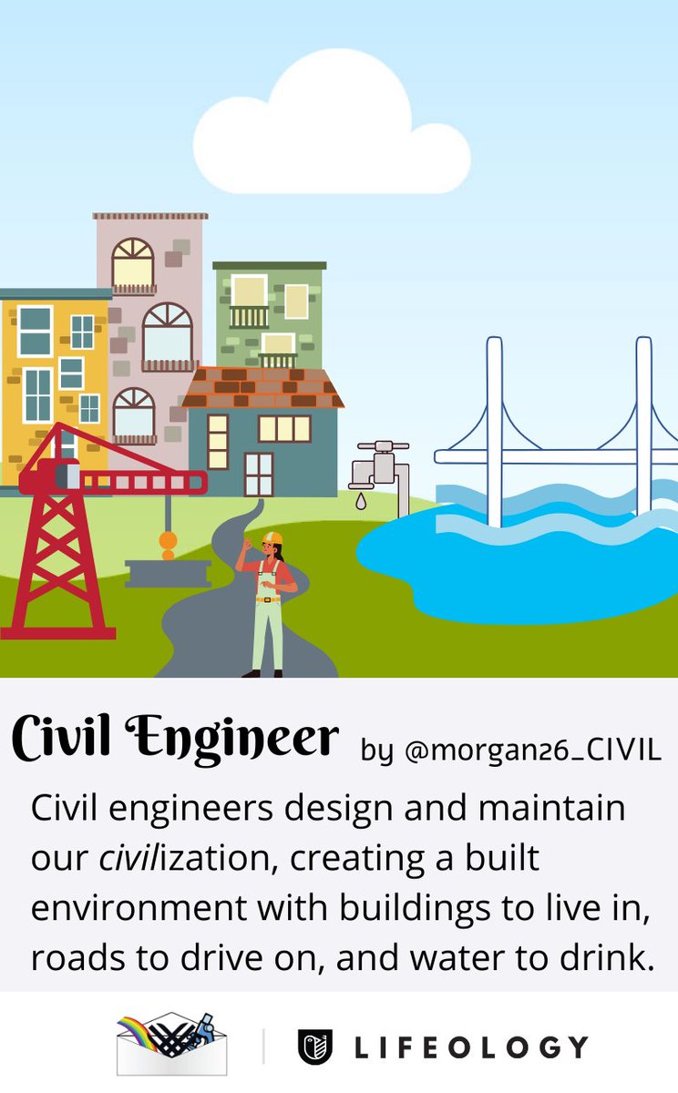 A flashcard describing what a Civil Engineer does