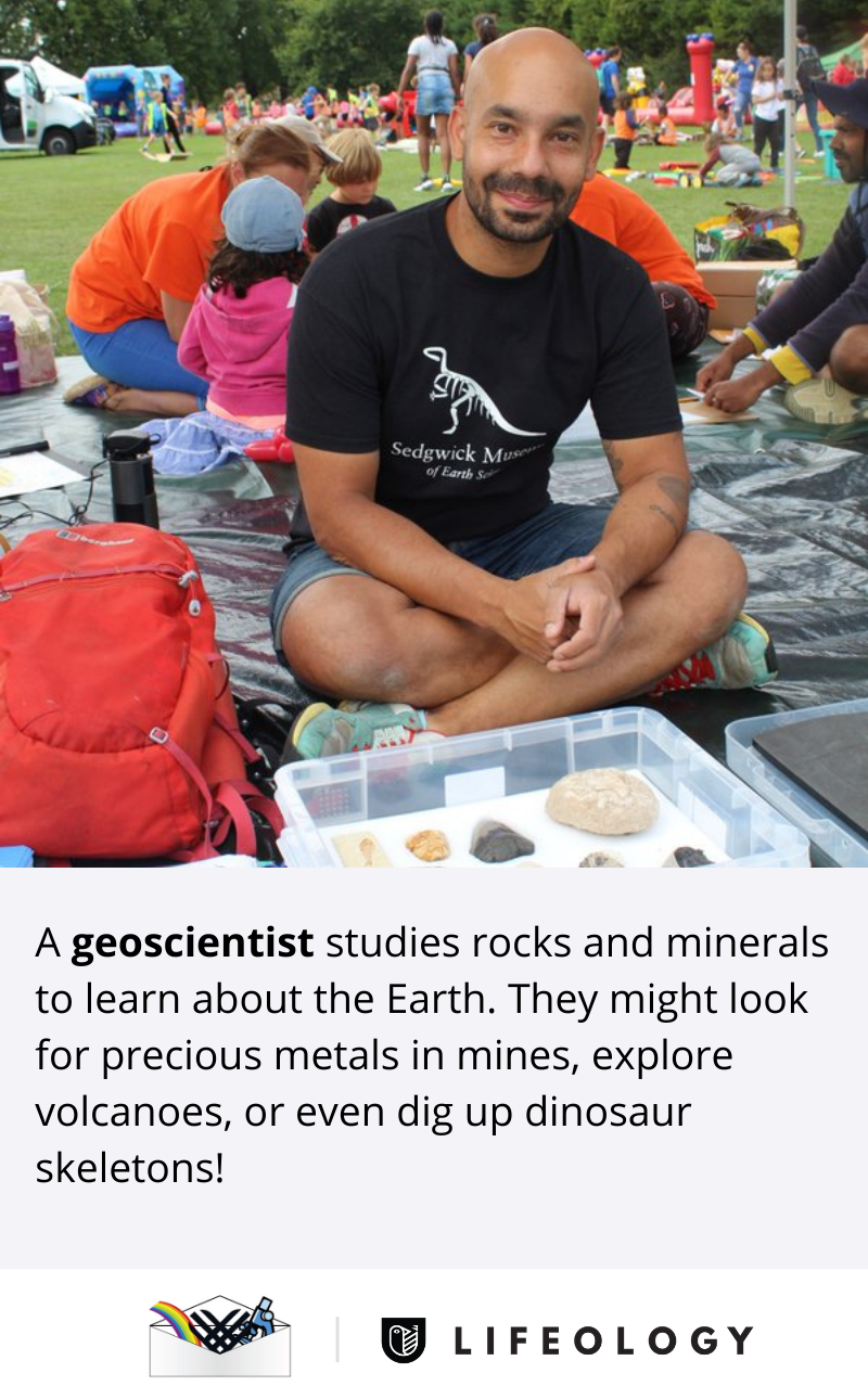A flashcard that explains what a geoscientist does