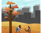 Nature Therapy - Walking the dog illustration