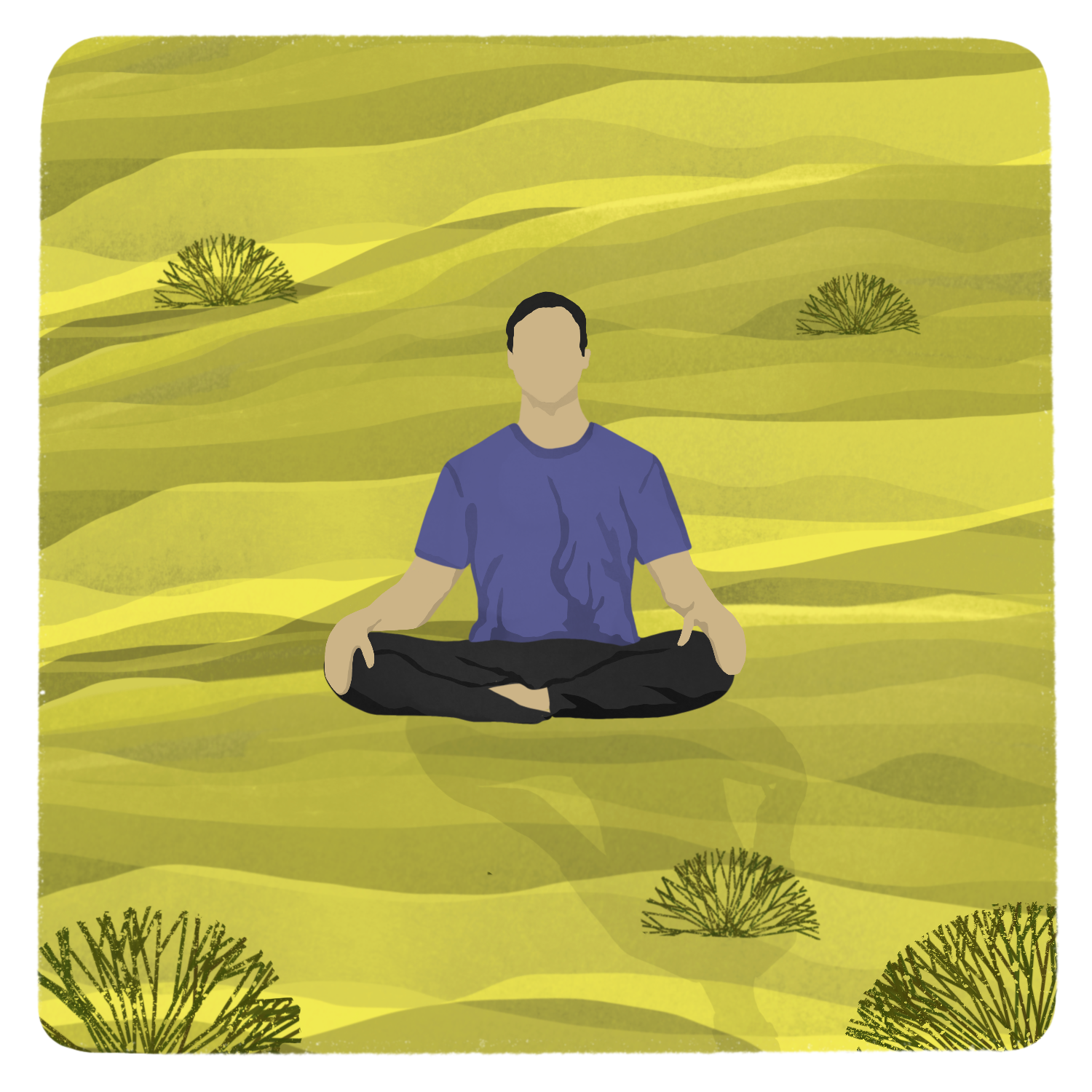 Nature therapy illustration of man meditating in nature