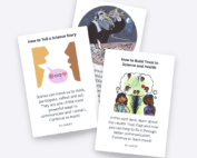 An graphic showing cards from scicomm Lifeology courses