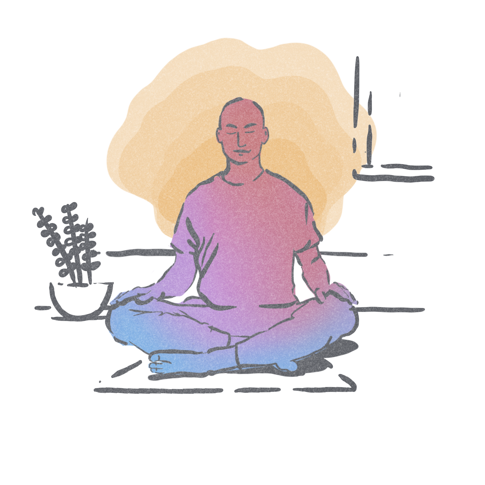 Mindfulness Pillar Illustration - A man is in the lotus pose on a mat.