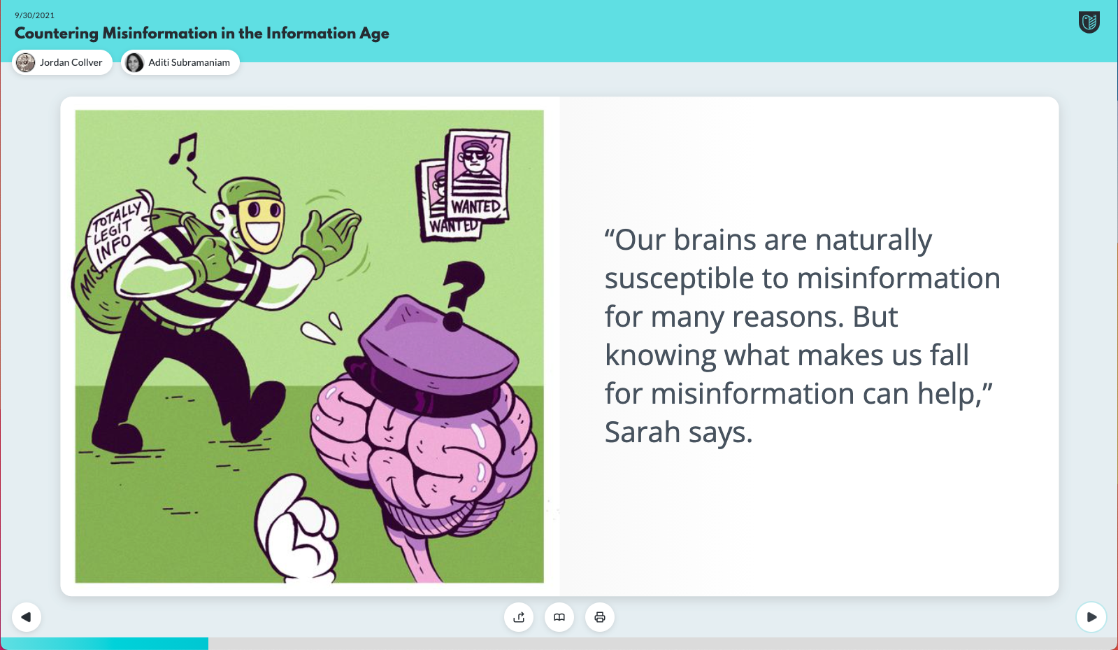 A screenshot of a card from lifeology course Countering Misinformation