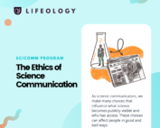 Graphic with screenshot from Ethics of SciComm Course