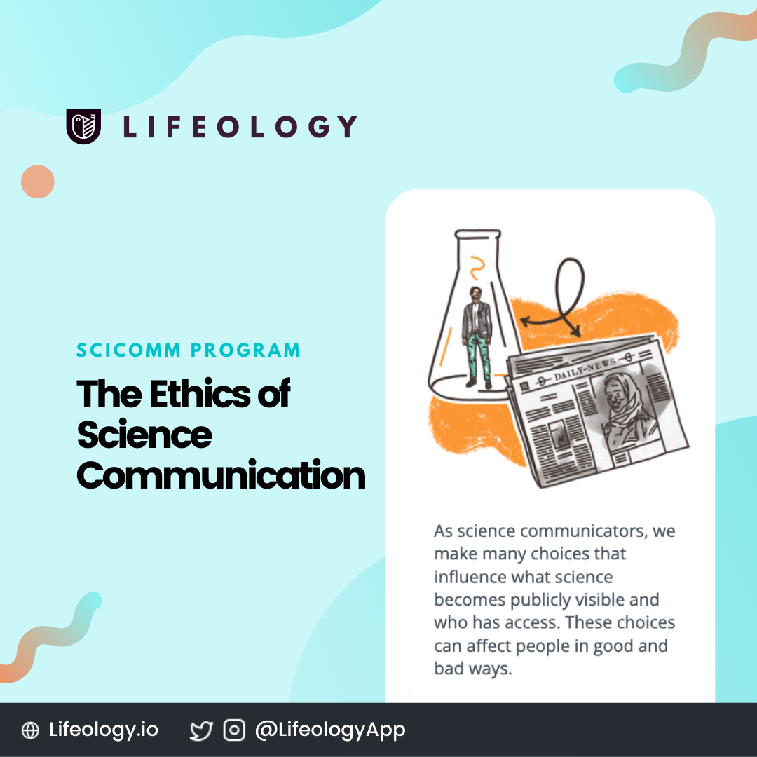Graphic with screenshot from Ethics of SciComm Course