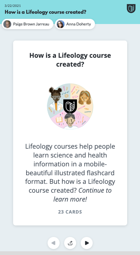 A screenshot of the Lifeology course How is a Lifeology course created?